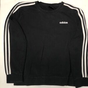 Adidas Black Crewneck Sweater with Athletic Stripes